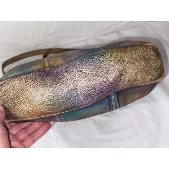 Vintage Anuschka Hand Painted Shoulder Bag Purse Genuine Leather - Picture 6 of 13